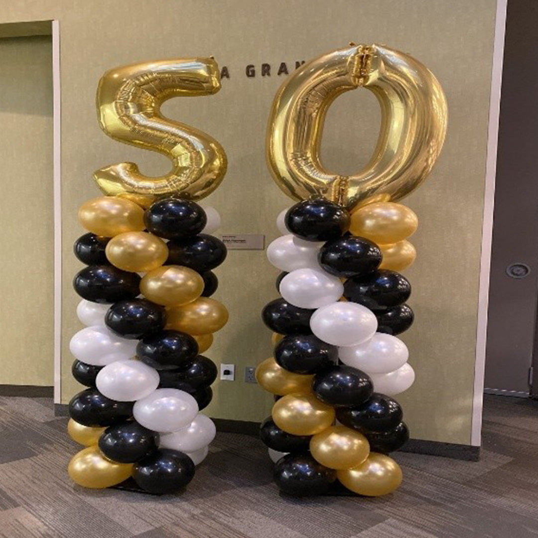 Balloons Pillars With Age Foil Balloons Celebranto