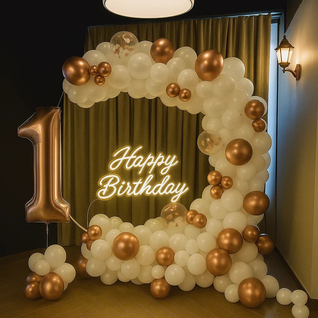 White & Golden Color Balloon Décor My Store