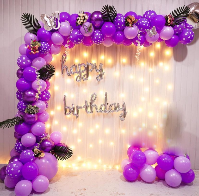 L Shape Violet Color Balloon Décor My Store