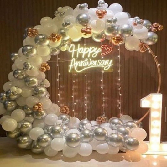 White & Silver Anniversary Decor My Store