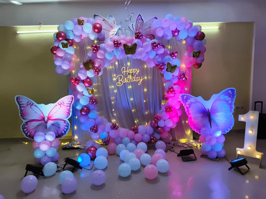 Butterfly theme birthday decor for GIRL