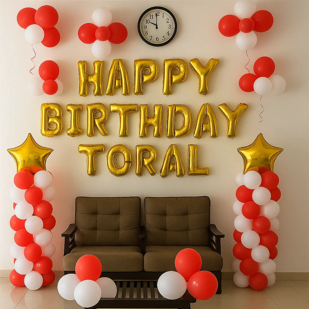 Elegant red & white birthday home décor My Store