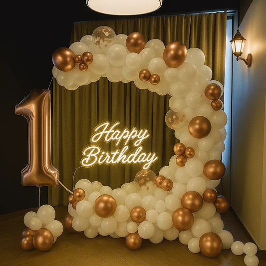 White & Golden Color Balloon Décor My Store