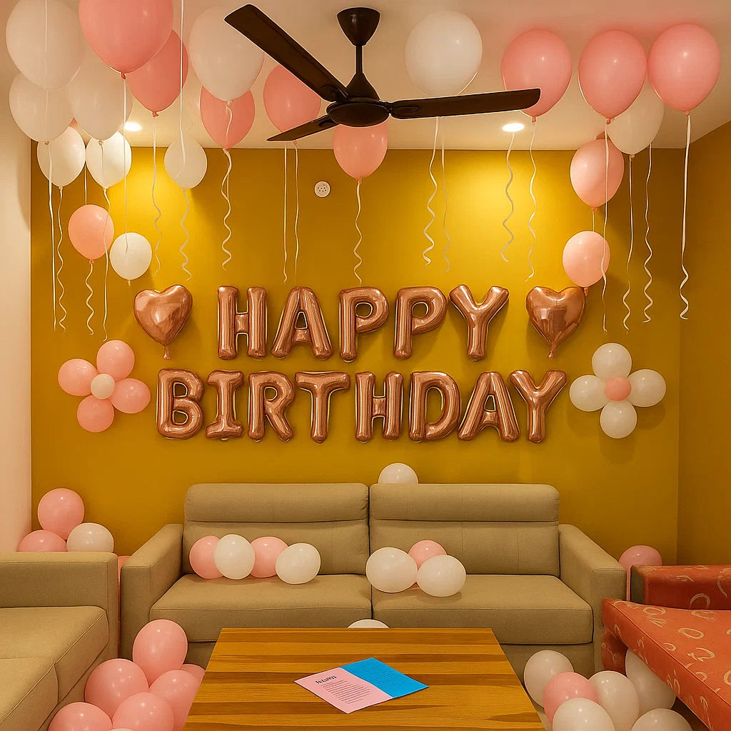 Pink & white theme color birthday home décor My Store
